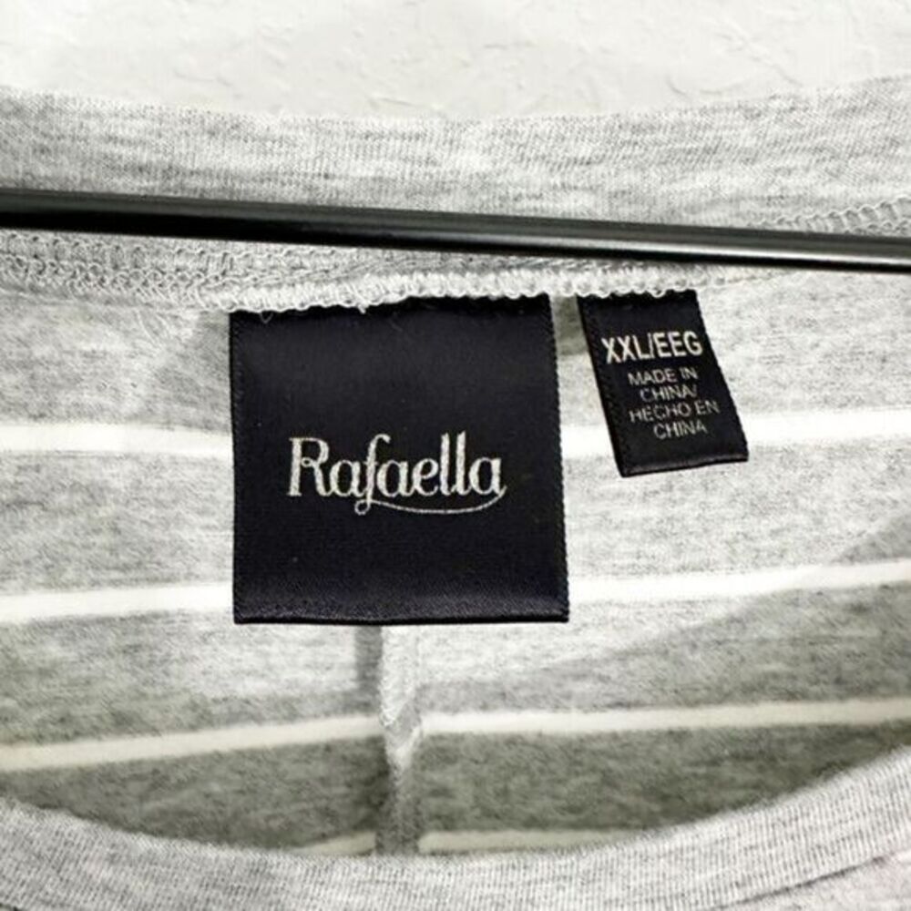 Rafaella Short Sleeve Drawstring Striped Above Knee Dress Heather Grey White XXL - Picture 3 of 7